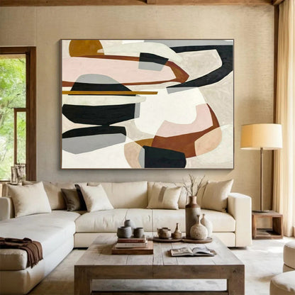 Hand Painted Art Multicolor Geometric Shapes Abstract Art, Acrylic Modern Art Paintings HS551