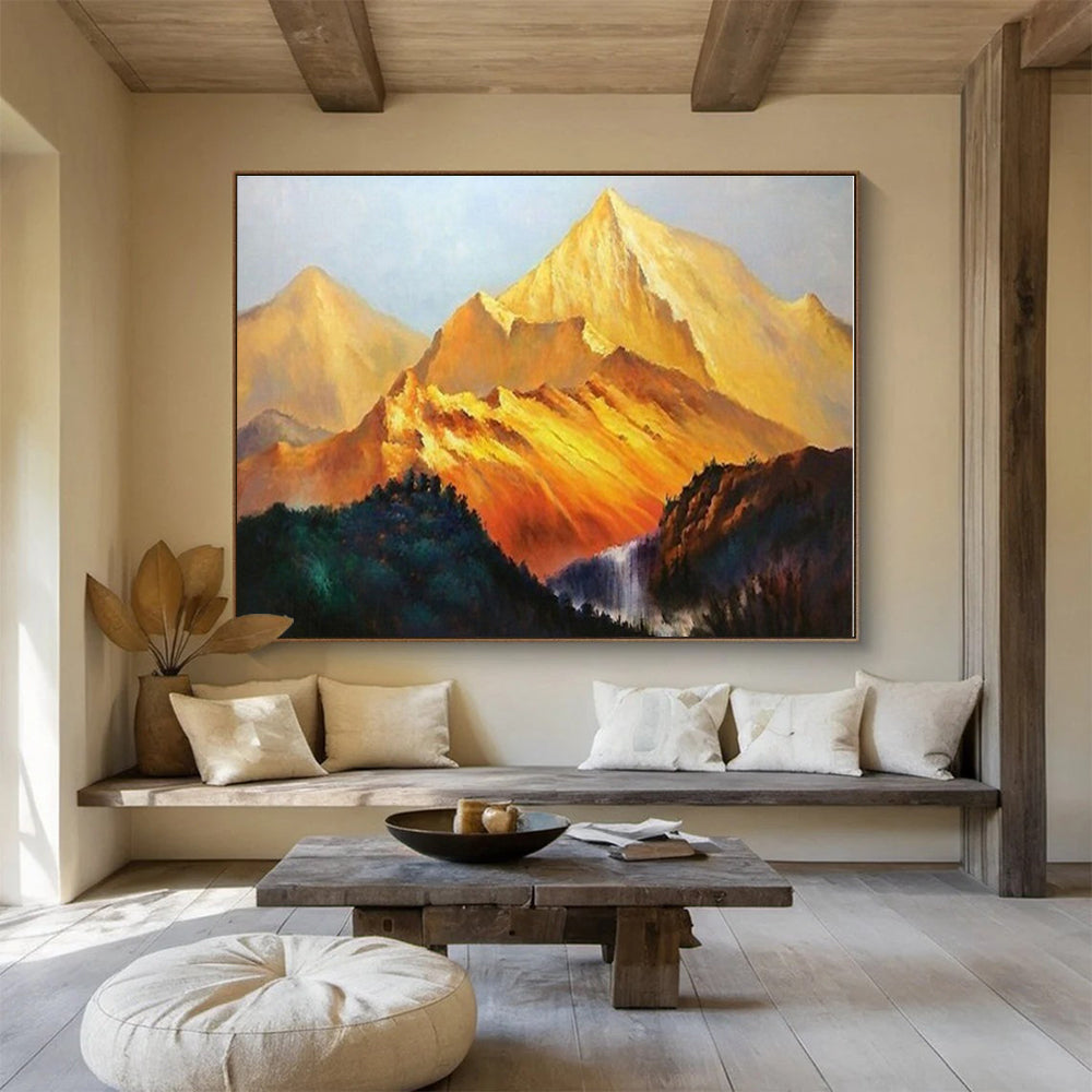 Extra Large Size Golden Mountain Landscape Painting WB104