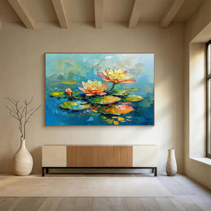 Big Size Multicolor Abstract Water Lily Painting WB205