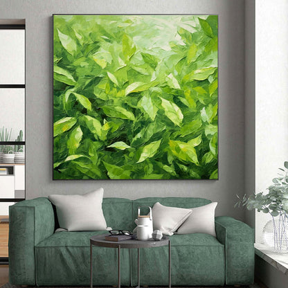 Hand-Painted Green Leafy Abstract, Acrylic Modern Art Painting HS341