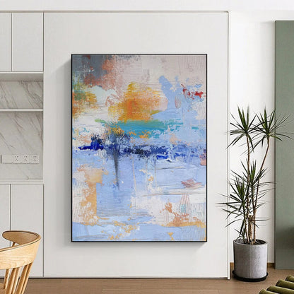 Unique Abstract Art Multicolor Gestural Abstract, Large Contemporary Wall Art HS359