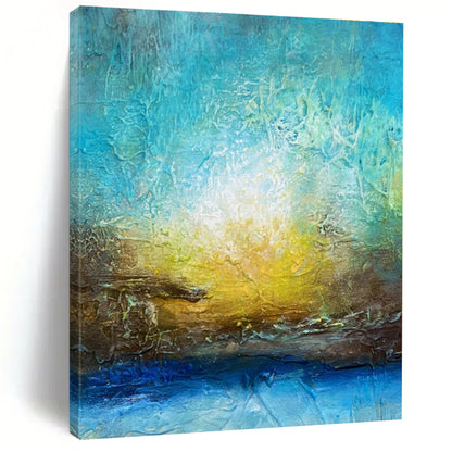 Hand Painted Art Blue, Gold & White Textured Abstract, Large Contemporary Wall Art HS290