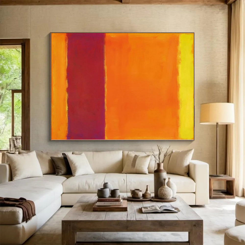 Acrylic Modern Art Paintings Orange and Red Abstract Color Field Painting For Sale HS102