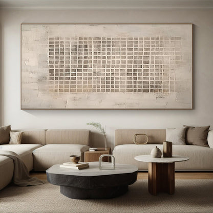 Unique Abstract Art Beige & Gray Textured Abstract, Minimalist Canvas Art HS299