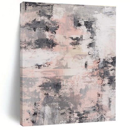 Handmade Art Pink, Gray & Black Textured Abstract, Minimalist Canvas Art HS293
