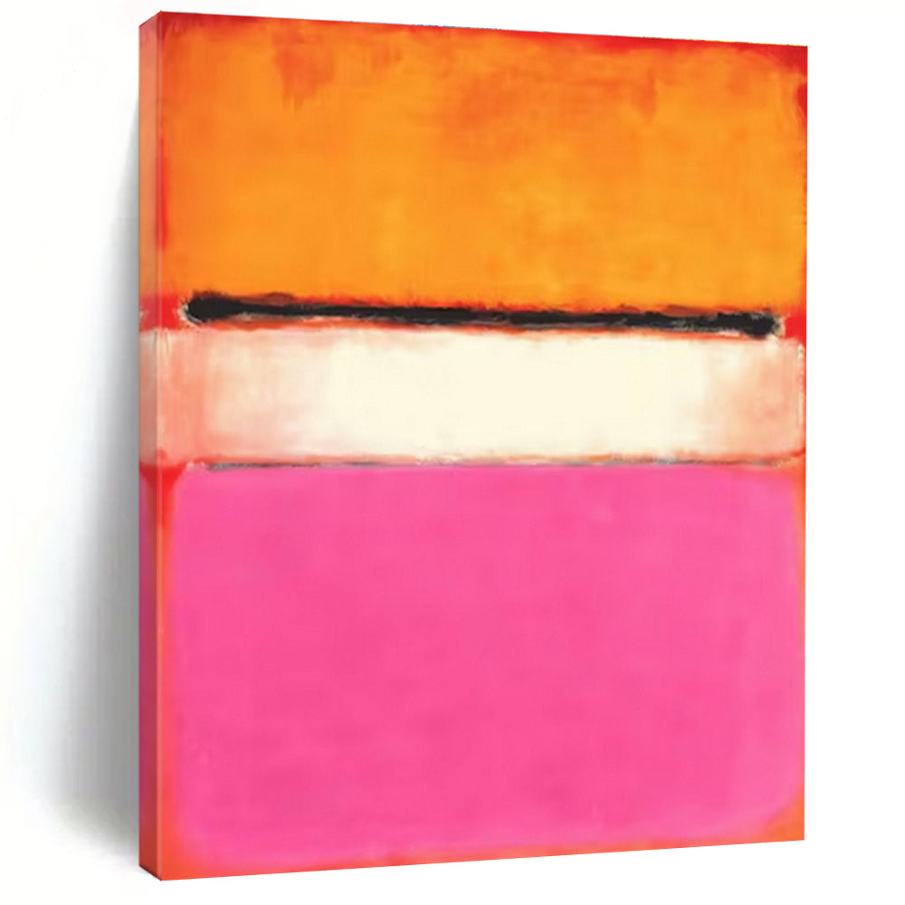 Orange, Pink, and Black Abstract Color Block Painting For Sale Online WS495