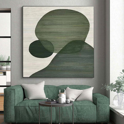 Gaint Canvas Art Green Geometric Abstract, Oversized Abstract Wall Art HS334