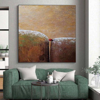 Handmade Art Brown & Red Minimalist Abstract, 48x60 Canvas Art HS209