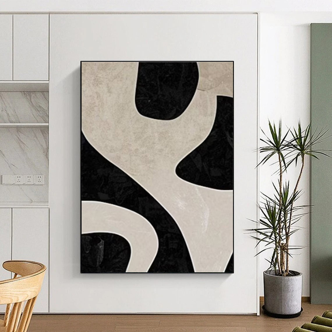 Unique Abstract Art Black and White Organic Abstract Art HS678