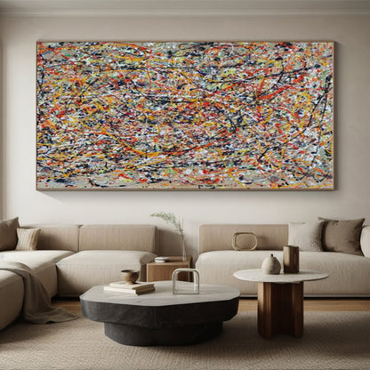 Multicolored Chaotic Lines Abstract Expressionism Painting HS561