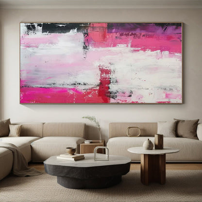 Pink and Red Abstract Art with Bold Textures HS589