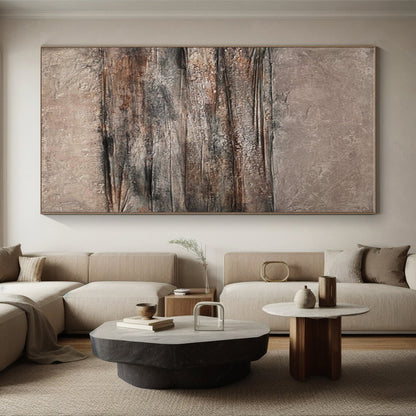Gaint Canvas Art Brown & Gray Textured Abstract, Oversized Abstract Wall Art HS313