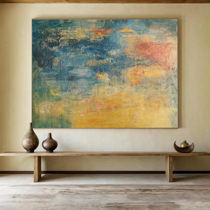 Big Size Blue, Yellow, and Red Abstract Textured Art - Acrylic Painting WB292